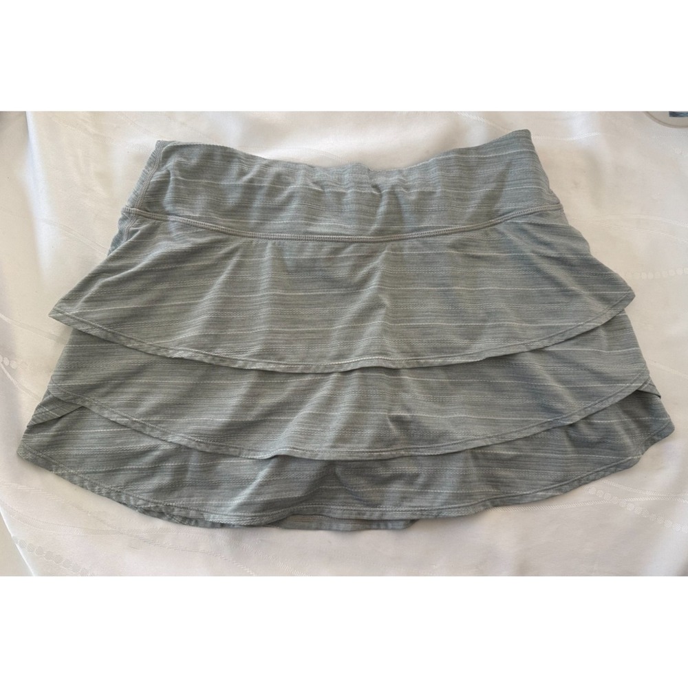 Athleta Gray Tiered Tennis Skort Women's Large Built In Shorts Zip Pocket